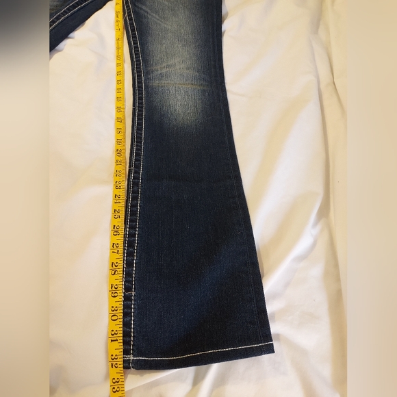 Miss Me Dark Blue Signature Straight Jeans with Embellished Pockets -27x33 - Picture 7 of 9